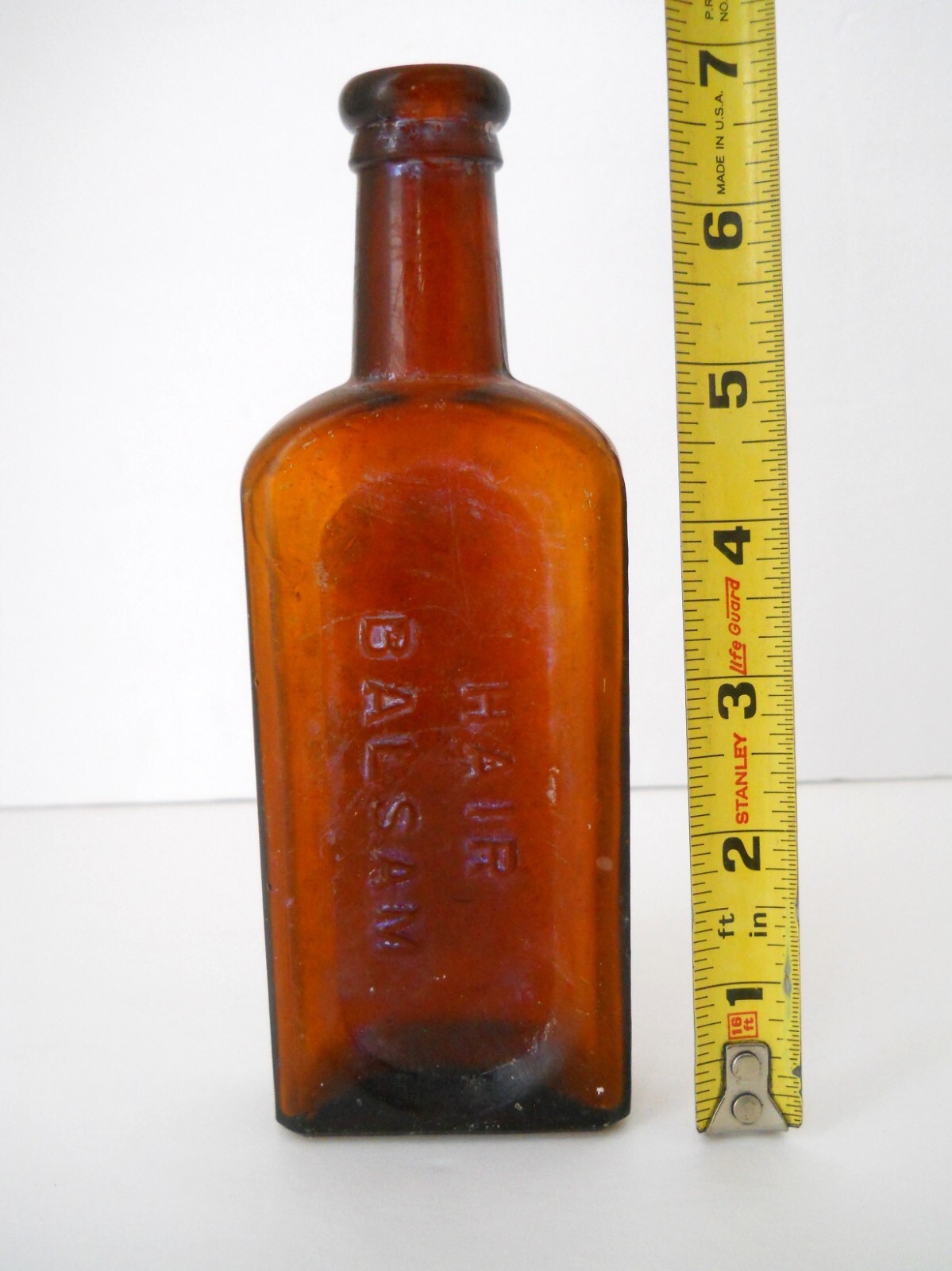 Antique Parker's Hair Balsam Amber Bottle New York  6.75