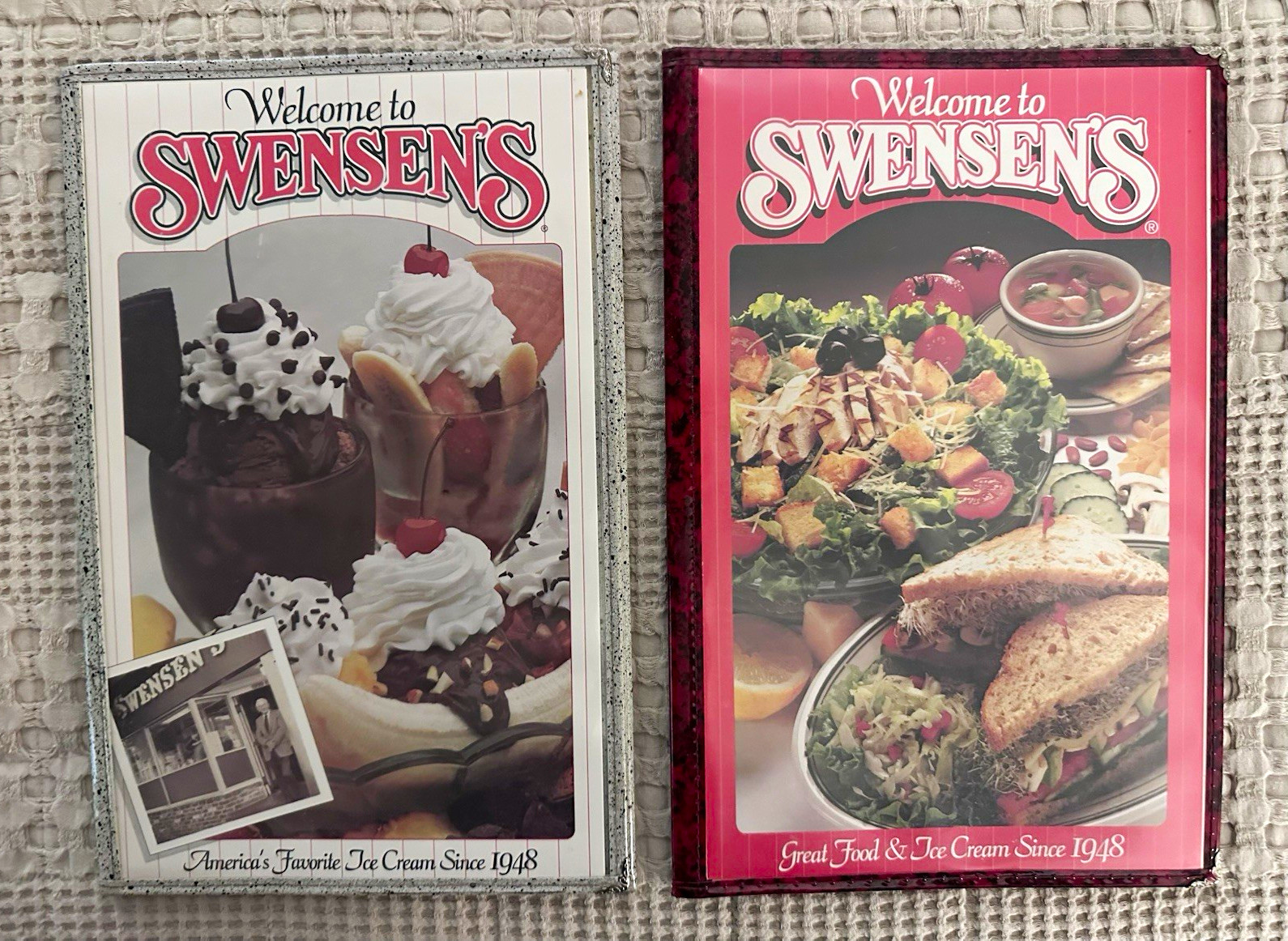 Vintage Swensen’s Restaurant Foldout laminated Menus - Mint Condition 1980’s.