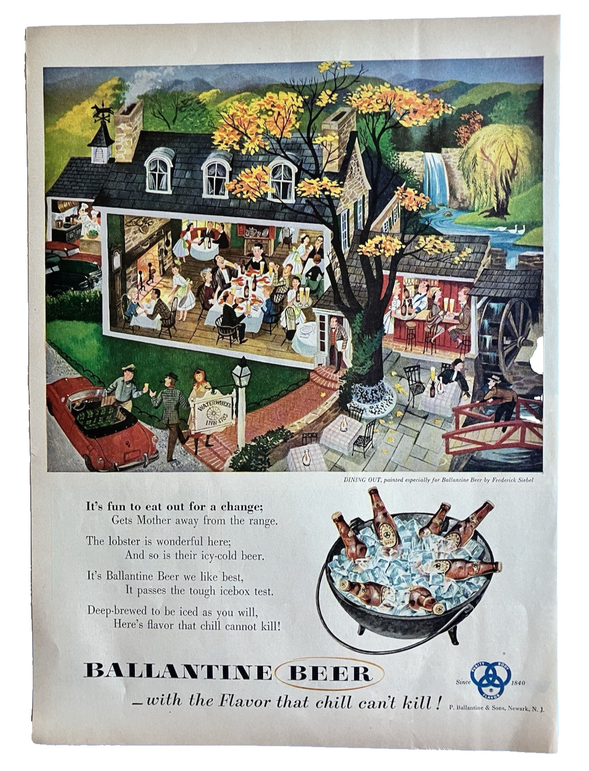 Vintage Autumnal Advertising Ballantine Beer Print Ad 1953