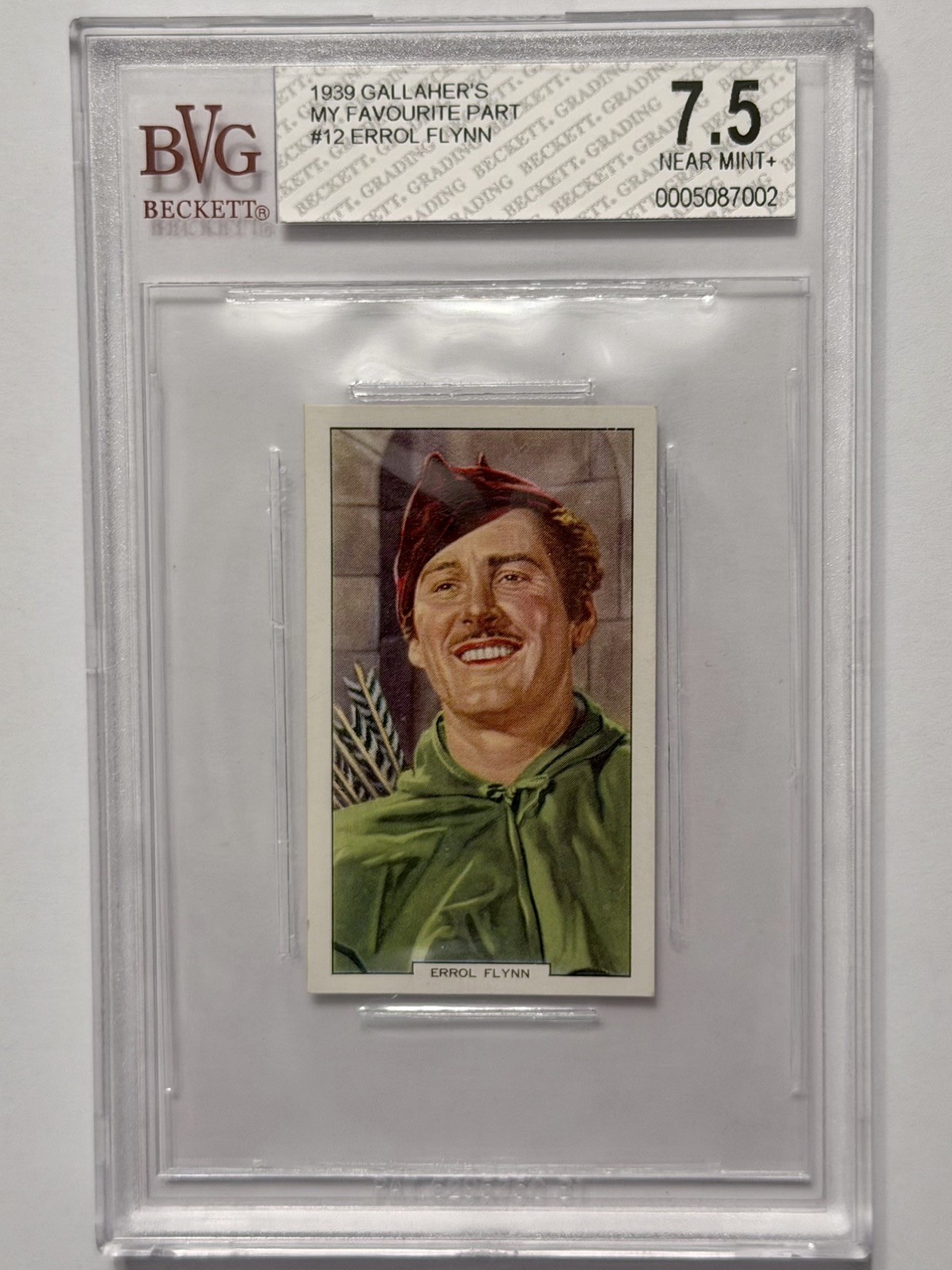 1939 Gallaher’s “My Favourite Part” #12 Errol Flynn BVG 7.5 NM+ Robin Hood