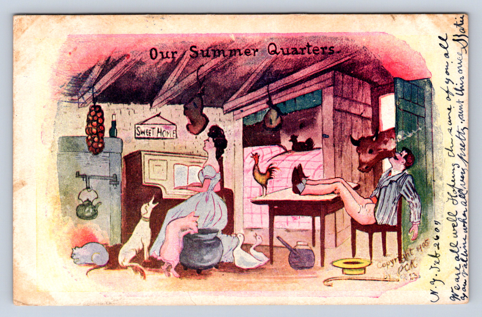Vintage Postcard Our Summer Quarters Funny New York NYC PCK Series 1907