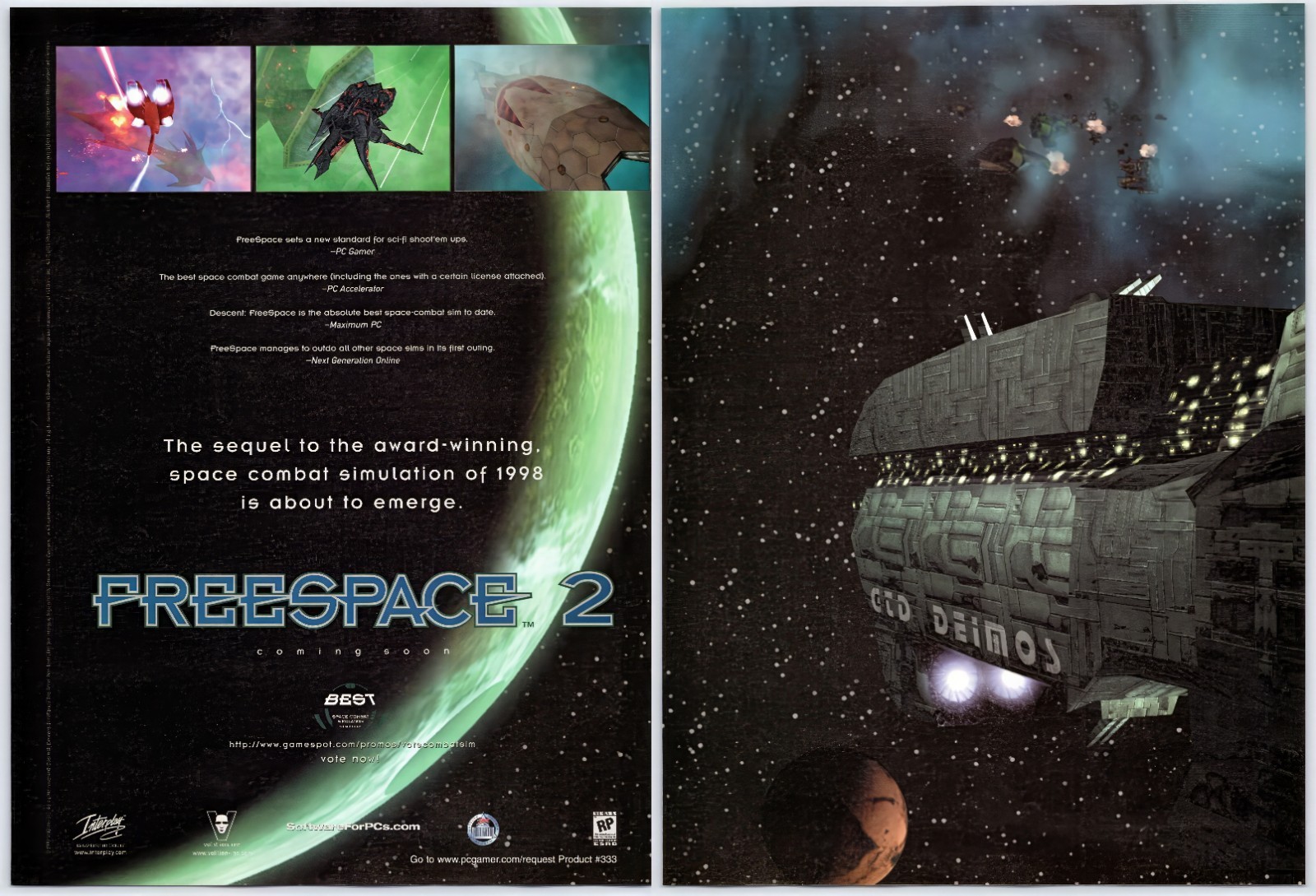 Freespace 2 - PC Game - Vintage Original Print Ad/Poster Volition Promo Art 1999