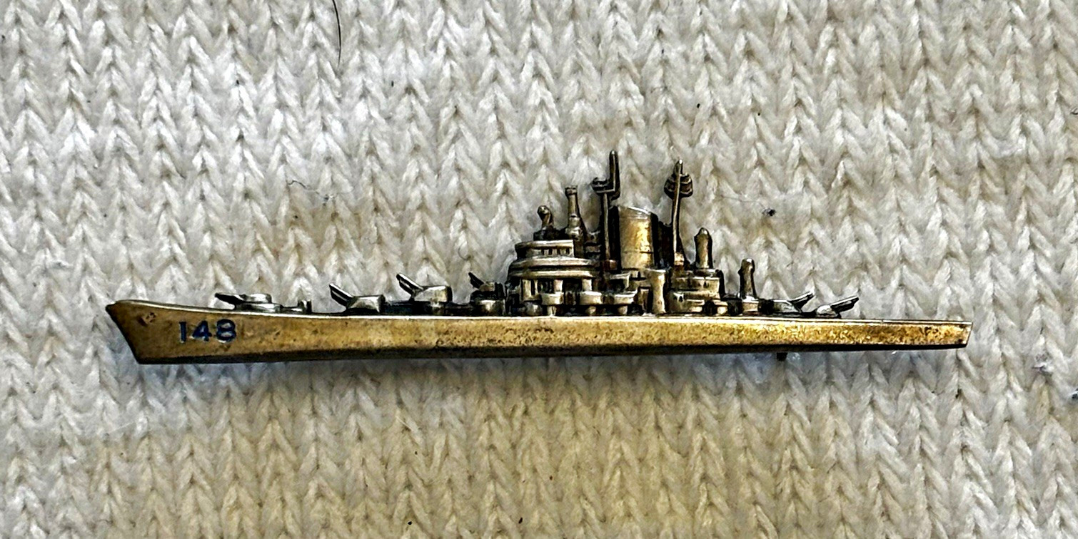 Vintage USS Newport News CA-148 Heavy Cruiser Brooch Pin USN Naval Ship 2-1/4