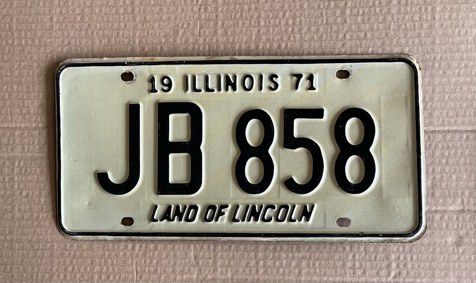 1971 Illinois IL License Plate  Land of Lincoln JB 858 
