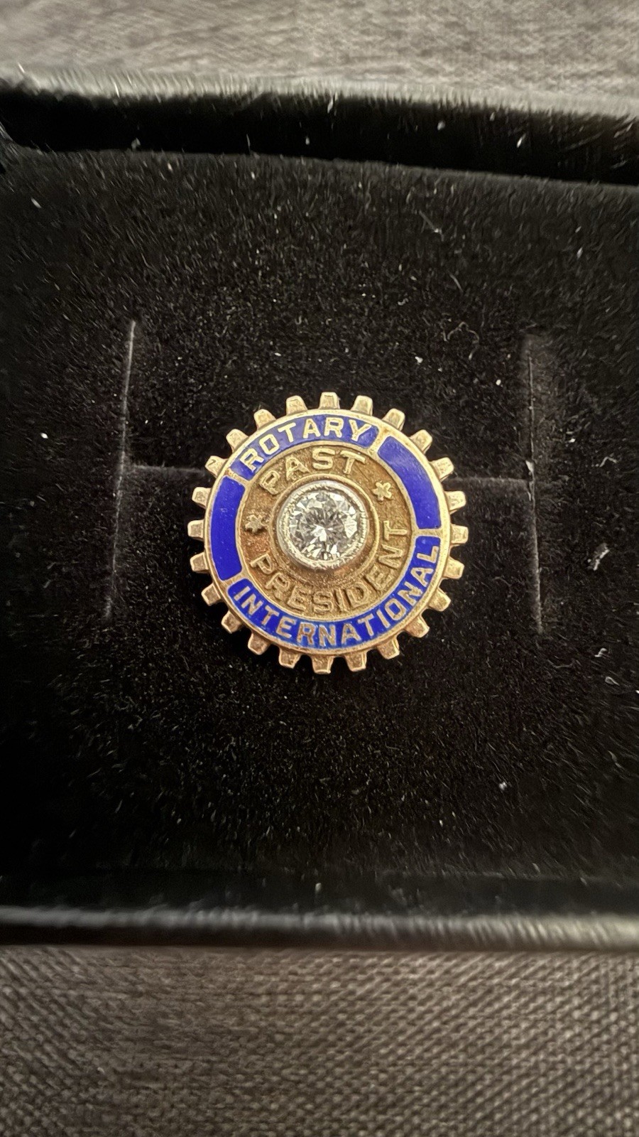 Vintage Rotary International Past President 10K Yellow Gold Pin with Diamond