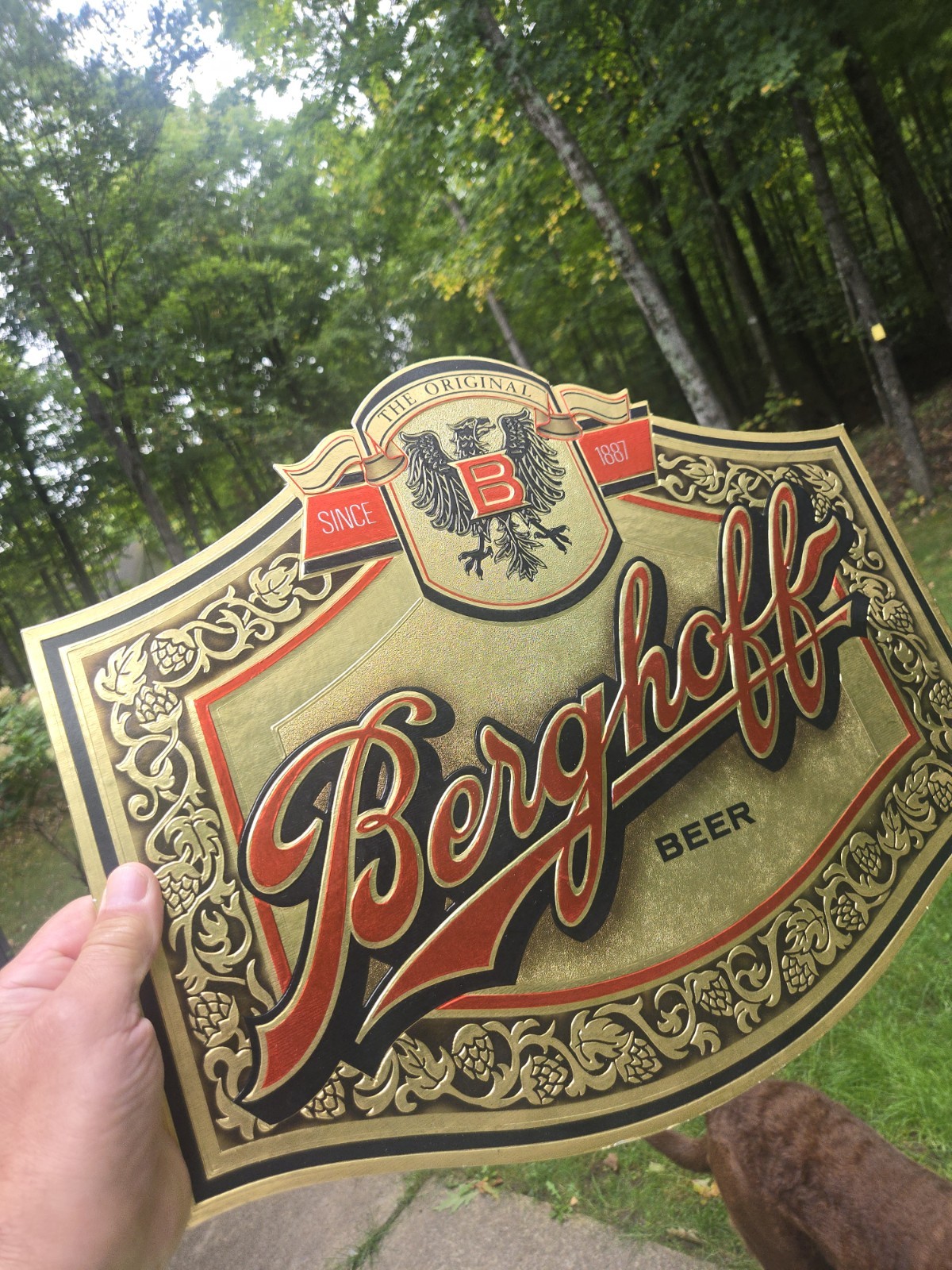 Vintage Original NOS Berghoff Beer Foil Over Cardboard Asdv. Sign Monroe WI
