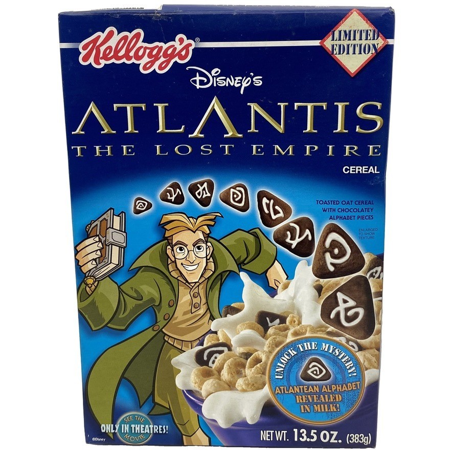 Atlantis Lost Empire Cereal Box Kellogg\'s Disney Empty Box 2001 Collectible Vtg