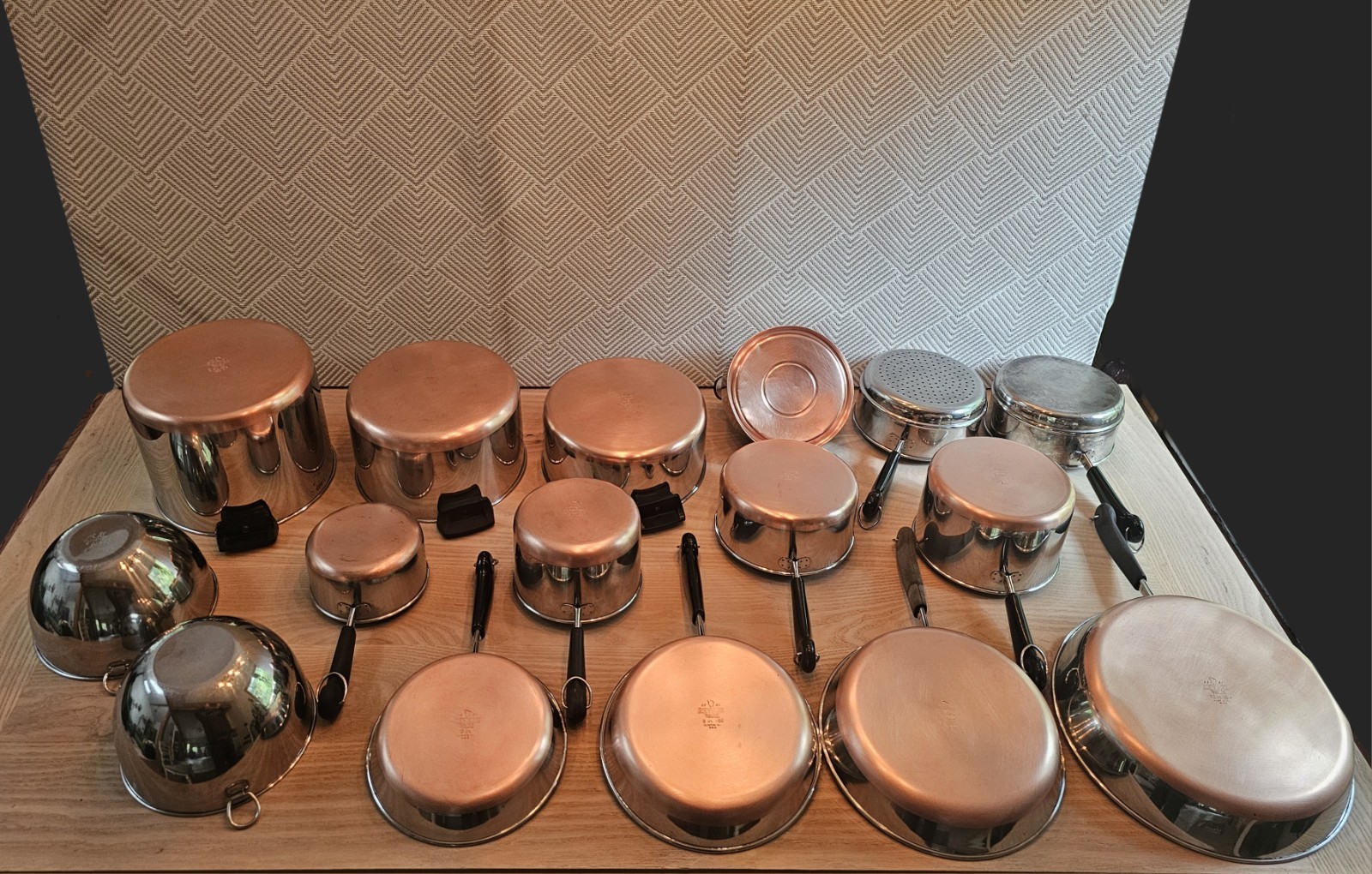 Vintage REVERE Ware 1801 Copper Botton Cookware Pots and Pans 25 piece Set