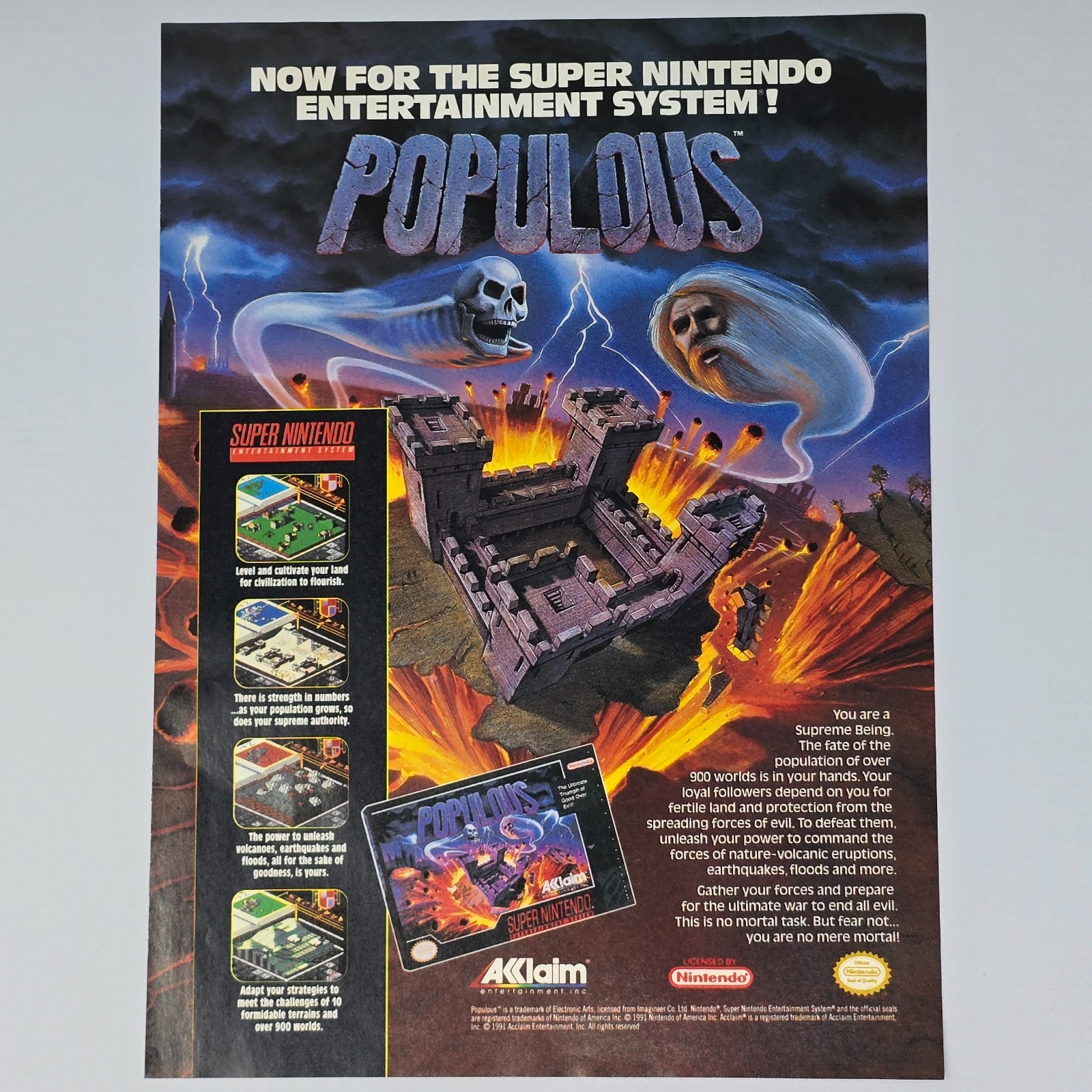 Populous Super Nintendo SNES Supreme Being Print Ad/Poster