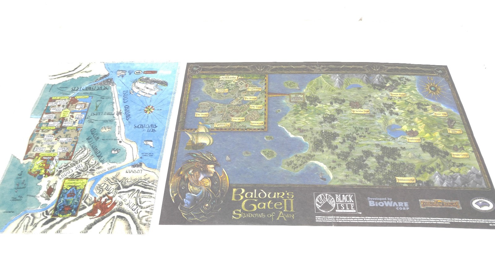 OEM Baldur's Gate II Shadows of Amn Map Poster & neverwinter night cloth map