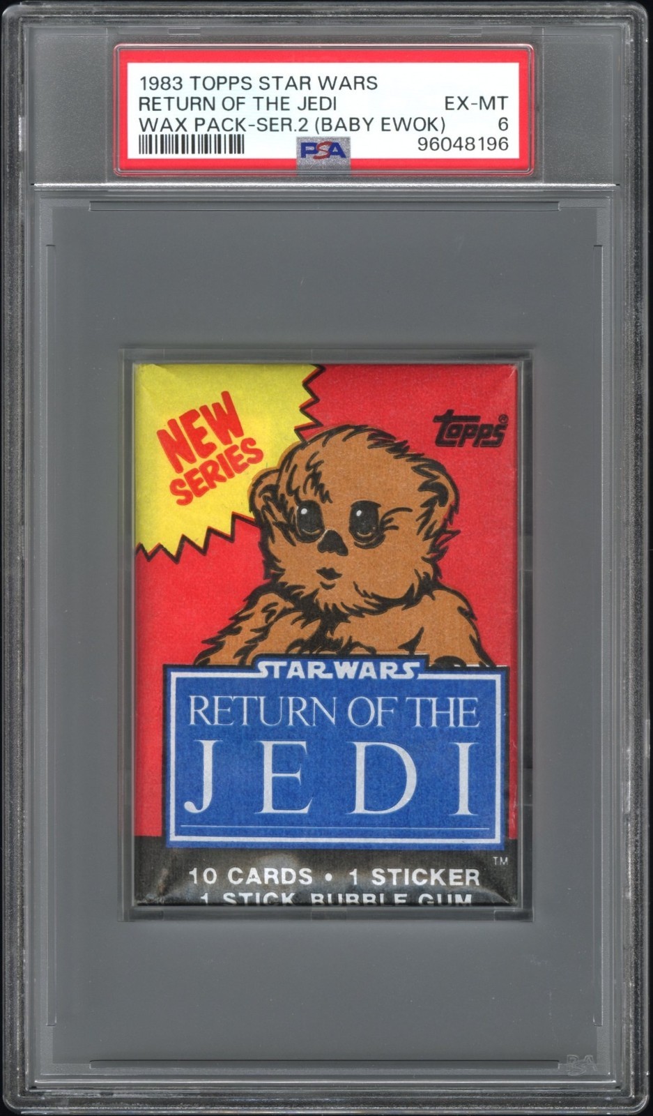 1983 Topps Star Wars Return of the Jedi Series 2 Wax Pack Baby Ewok PSA 6 EX MT