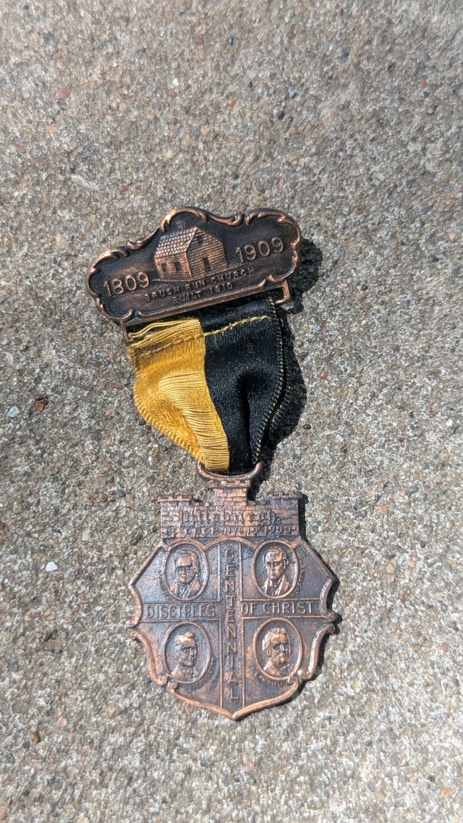 Antique 1909 Pittsburg Disciples Of Christ Centennial Medal W Original Ribbon 