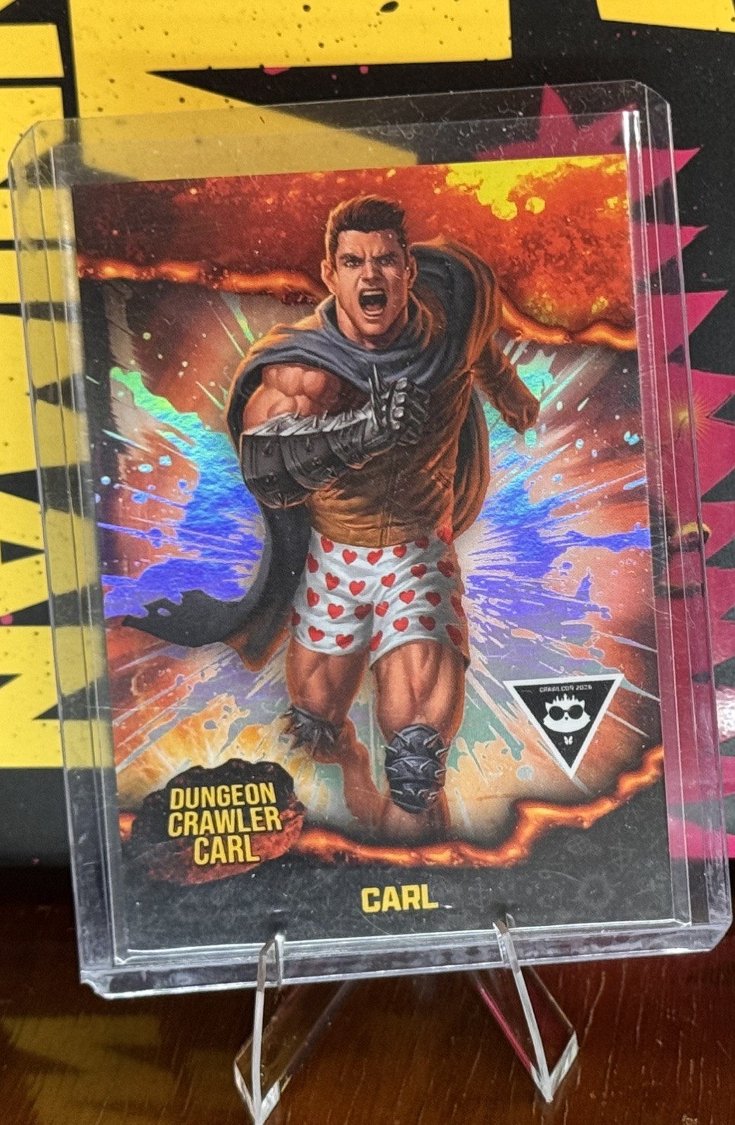 Dungeon Crawler Carl CrawlCon Card SDCC Exclusive #1 Carl rainbow Holo Foil 