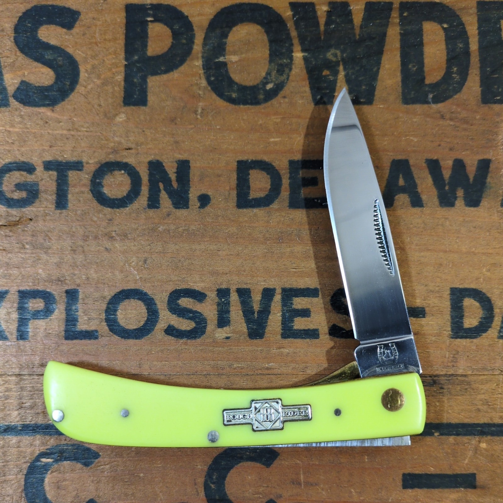 Rough Ryder Yellow Synthetic Single Blade Liner Lock Sodbuster Jr 