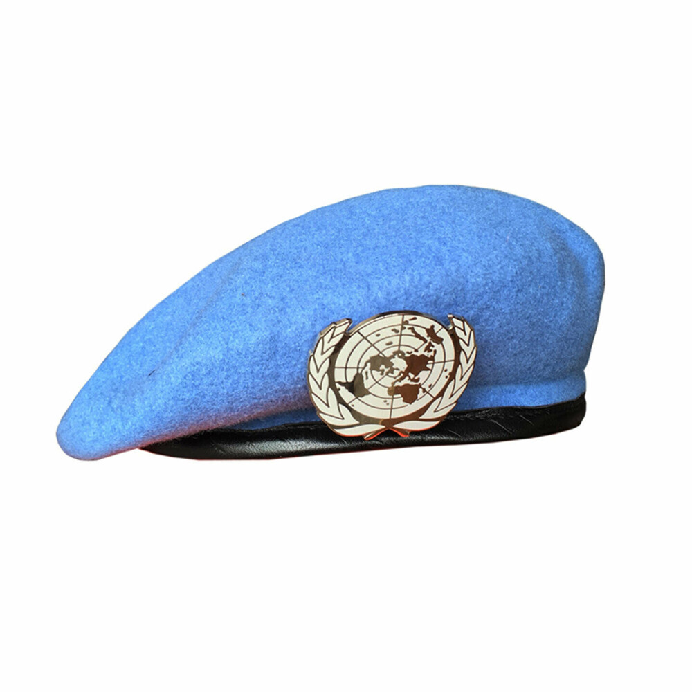 UN BLUE BERET United Nations Peacekeeping Force Cap Hat with UN Badge Size 60