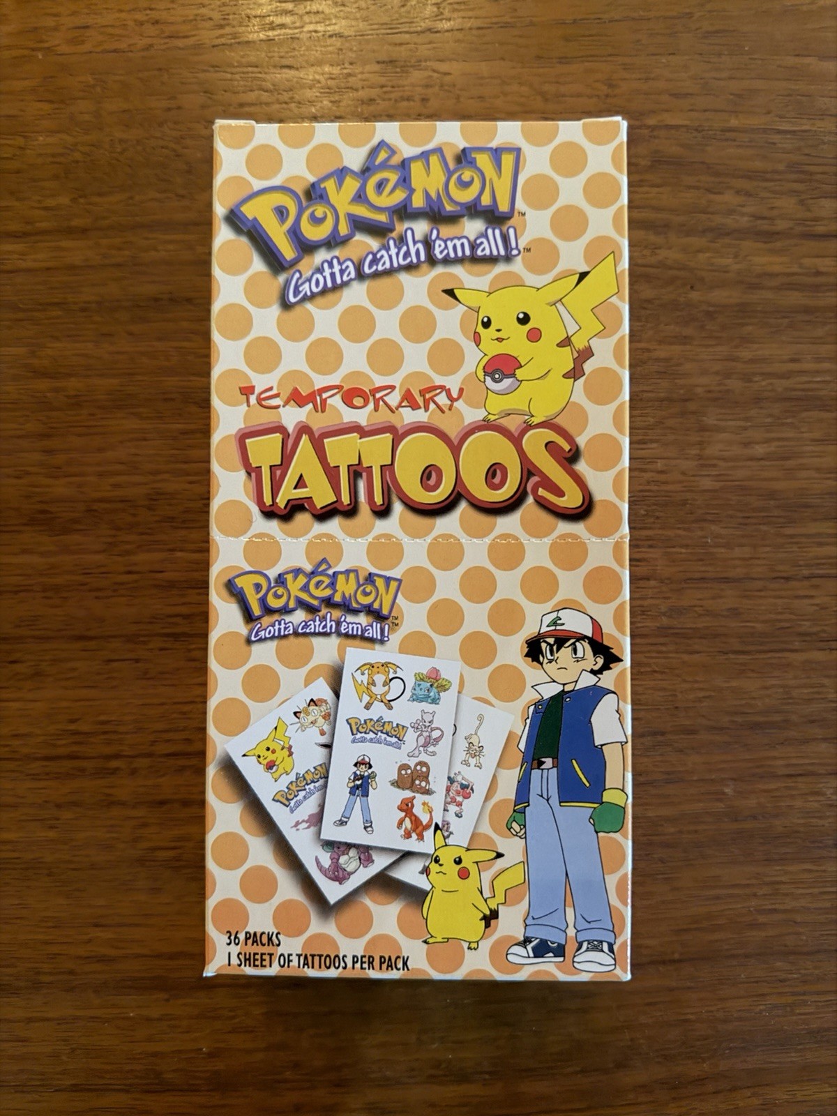 1999 Artbox Vintage POKEMON Temporary TATTOOS Box (36 Packs)