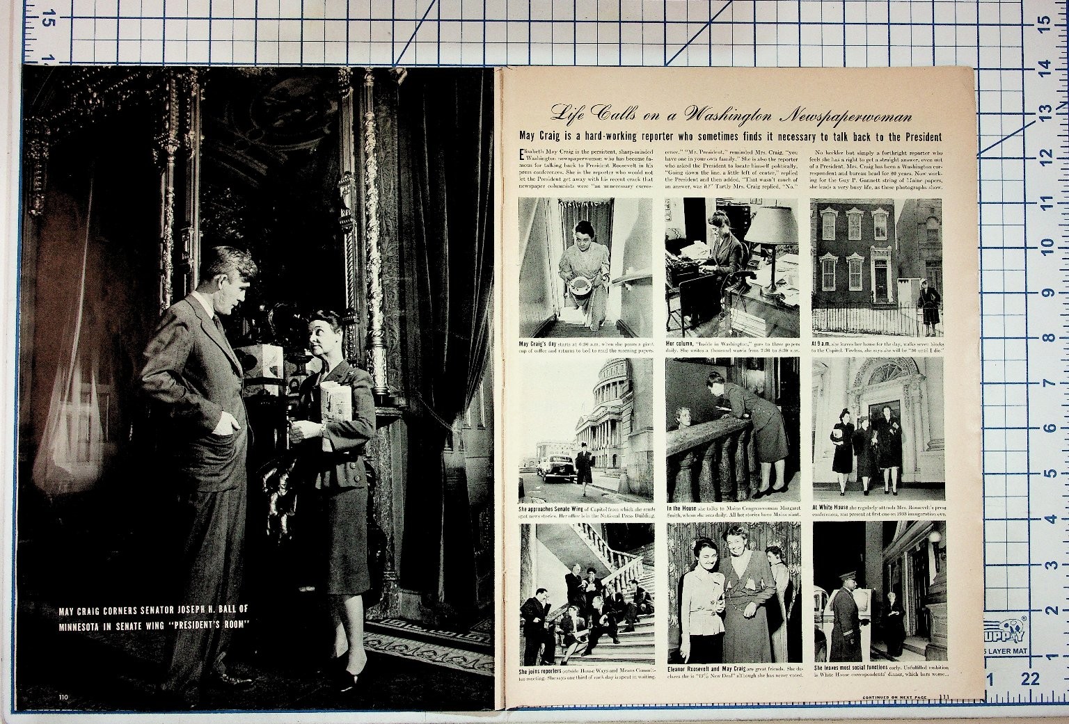 1940s May Craig Washington Newspaperwoman Article & Vintage Ads Magazine Page
