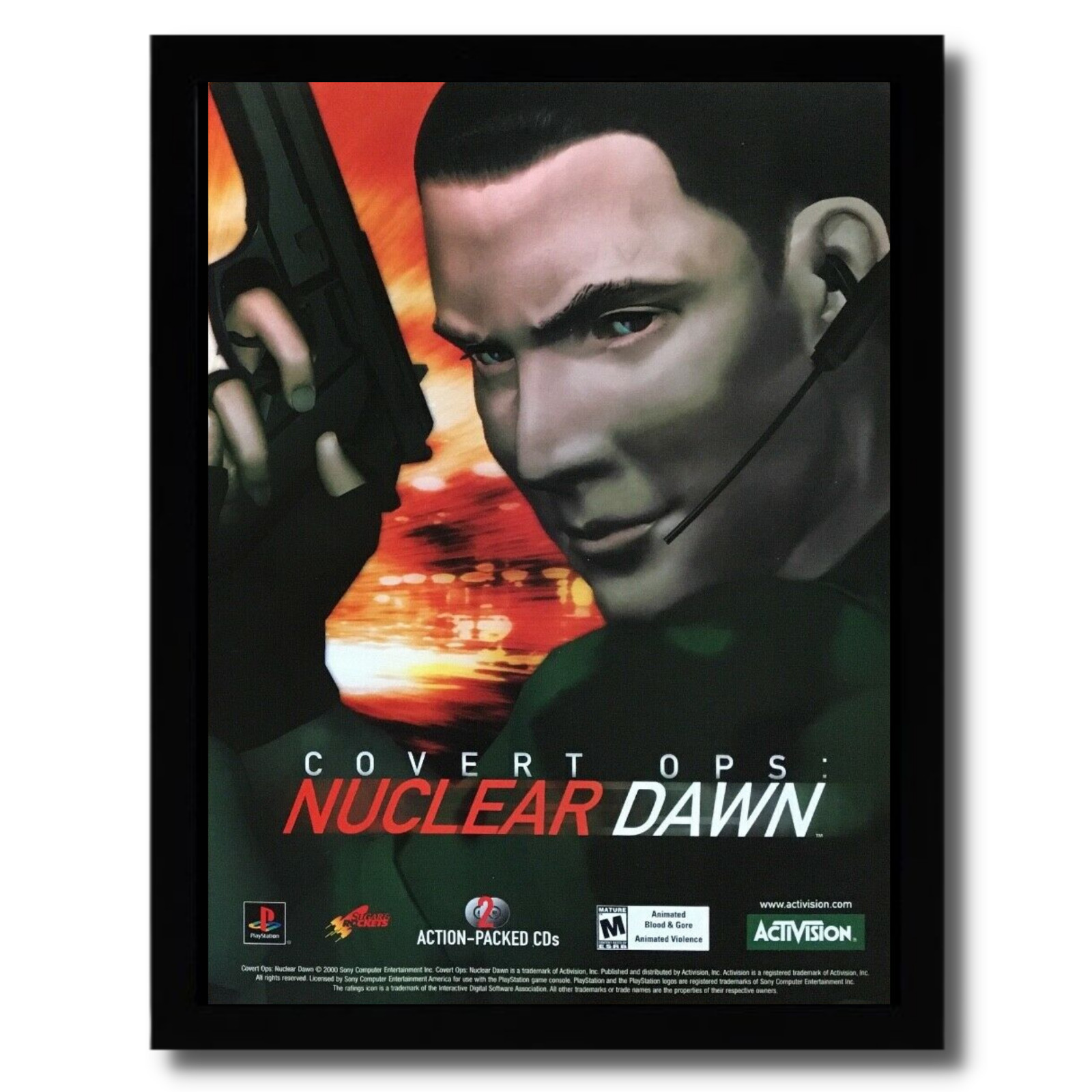 2000 Covert Ops: Nuclear Dawn Framed Print Ad/Poster PS1 Playstation 1 Promo Art