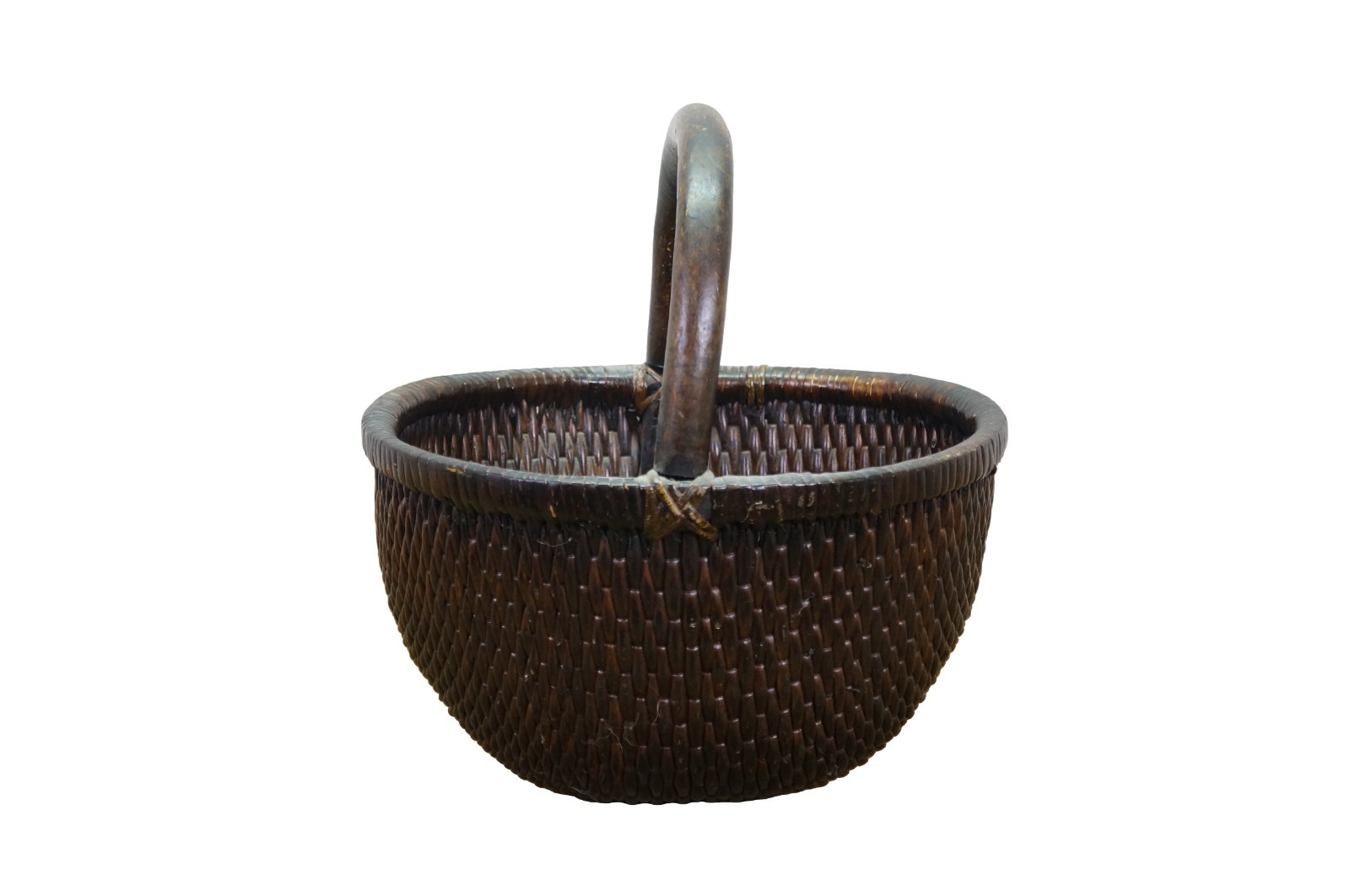 Antique Chinese Bentwood Woven Willow Rice Harvest Gathering Basket 16