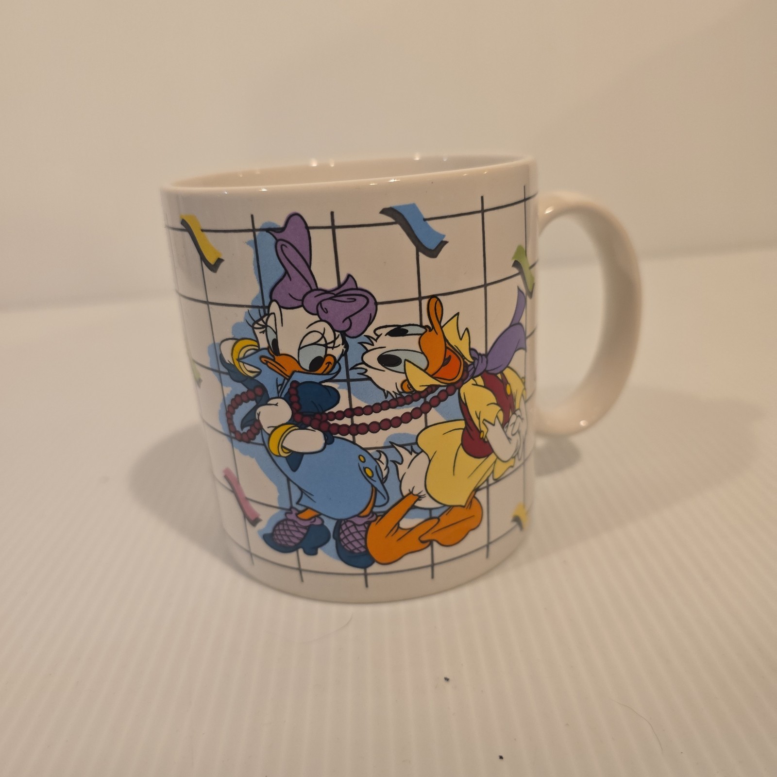 Vintage 80s 1987 Donald Daisy Duck Applause Walt Disney Ceramic Coffee Mug 1980s