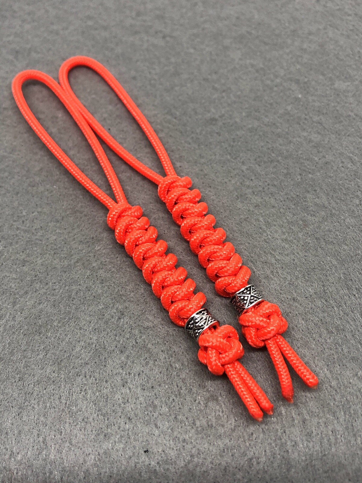 275 Paracord  Knife Lanyard 2pk Orange Cord Snake Knot With Metal Bead