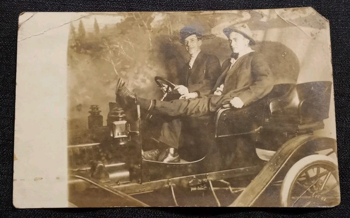 RPPC 1911 Souvenir Photo Antique Automobile Postcard Sepia Centerpoint