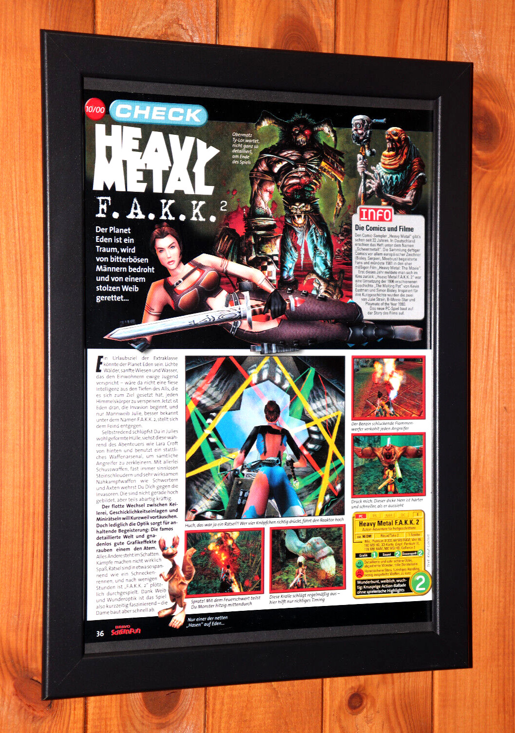 Heavy Metal: F.A.K.K. 2 PC Windows Promo Small Poster / Ad Page Framed