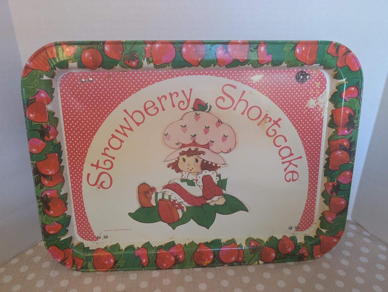 Vintage 1981 Strawberry Shortcake Folding TV Tray Lap Tray American Greetings