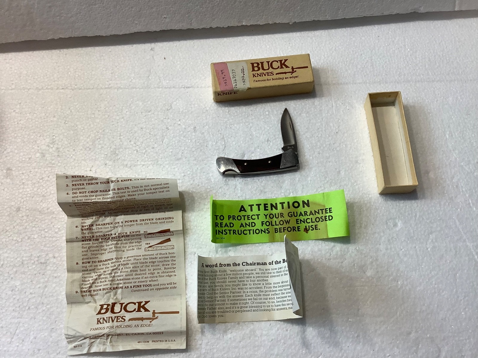 Vintage Buck Knife Knight 505 Pocket Knife Pre-Owned NOS