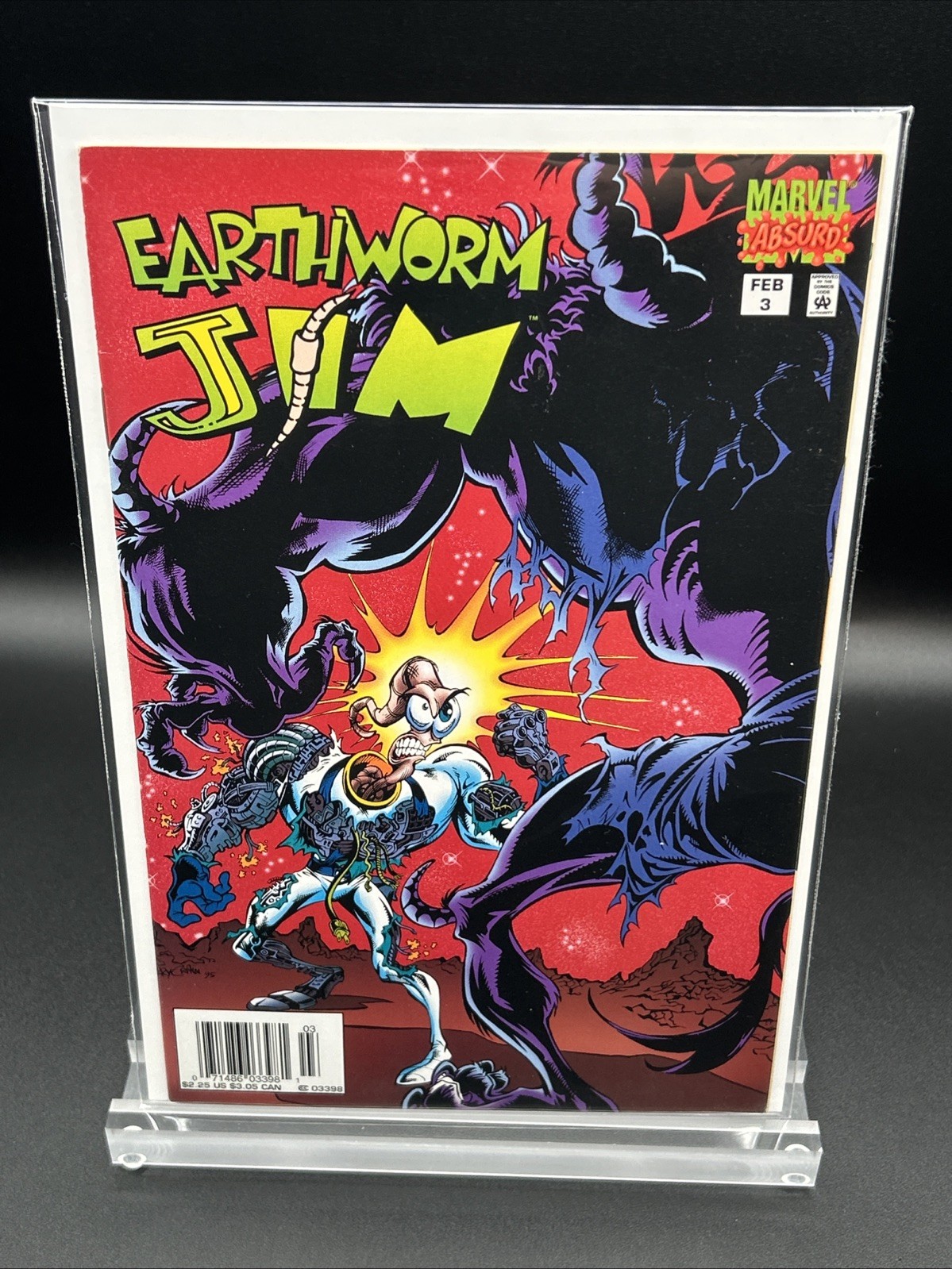 Earthworm Jim #3 Marvel Comics 1996 Newsstand Dan Slott Last Issue Sega VF