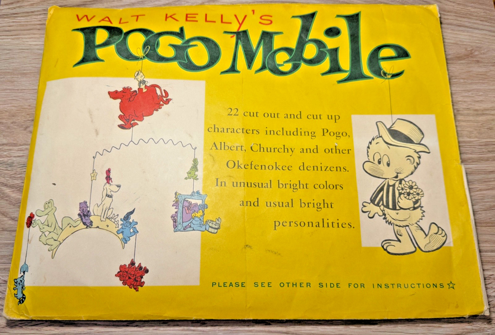 WALT KELLY'S  POGO MOBILE  1954 ORIGINAL WITH ENVELOPE AND WAVY WIRE VINTAGE