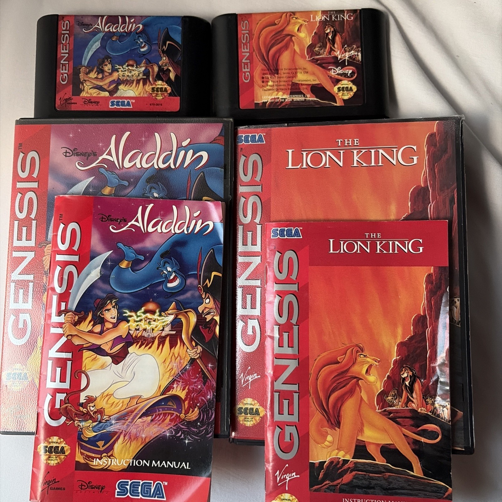 Disney's Aladdin & The Lion King Sega Genesis Virgin Bundle Lot Complete CIB