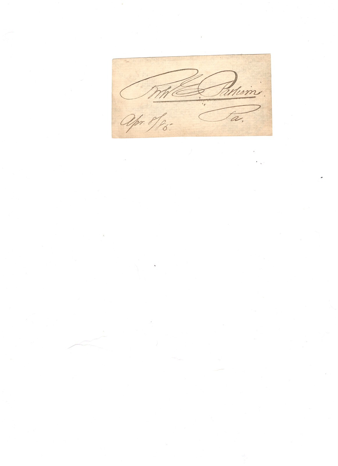 1885 ROBERT E, PATTISON   AUTOGRAPH GOVERNER OF PENNSYLVANIA