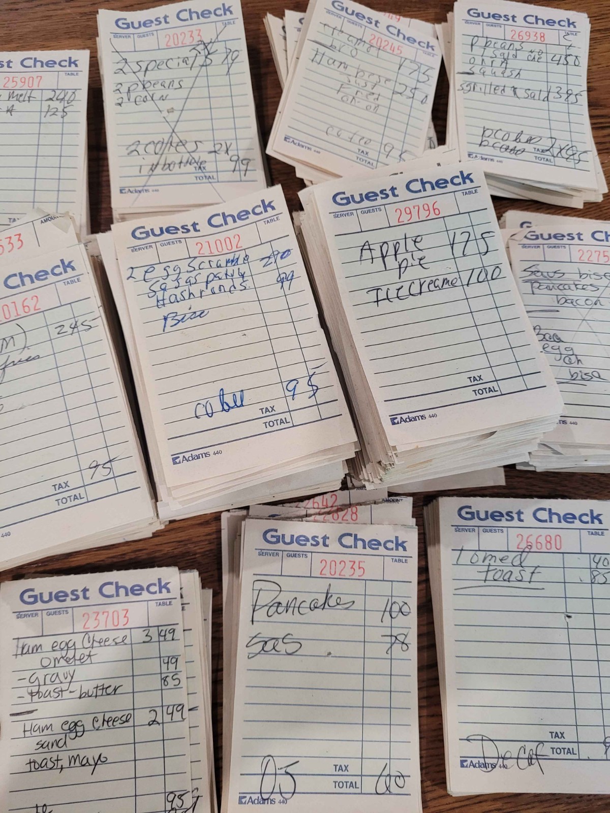 ORDER UP 1998 Used vintage Guest Check restaurant food ticket orders, receipts
