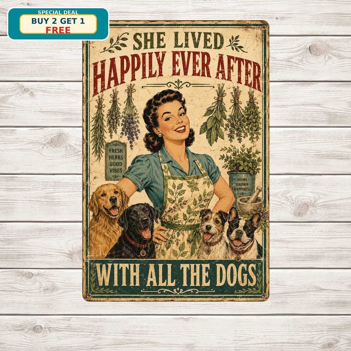 Cannabis Weed Happily Ever After Metal Sign Retro Marijuana Room Wall Plaque