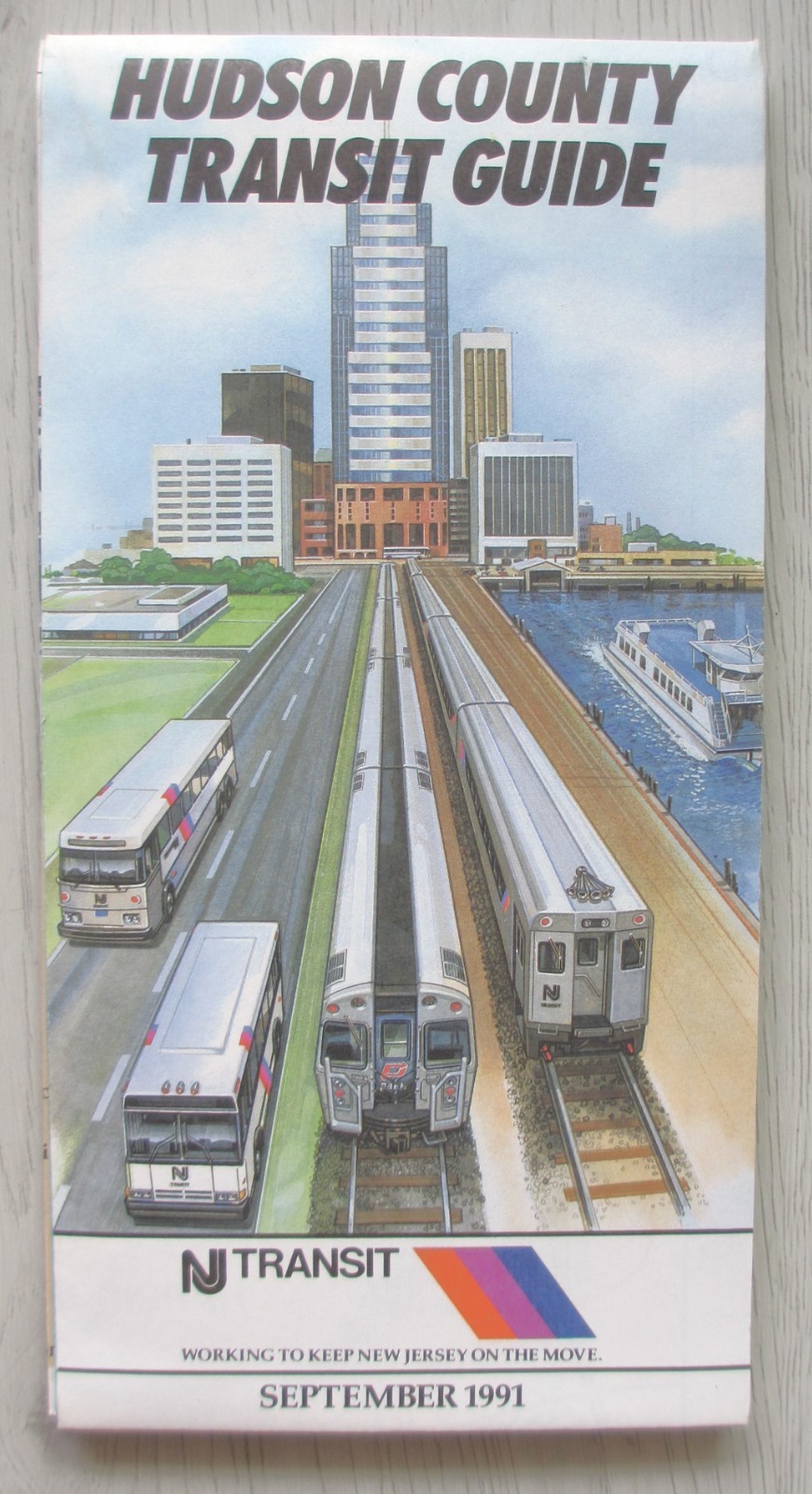 Vintage September 1991 New Jersey Transit NJT Hudson County Transit Guide Map NJ