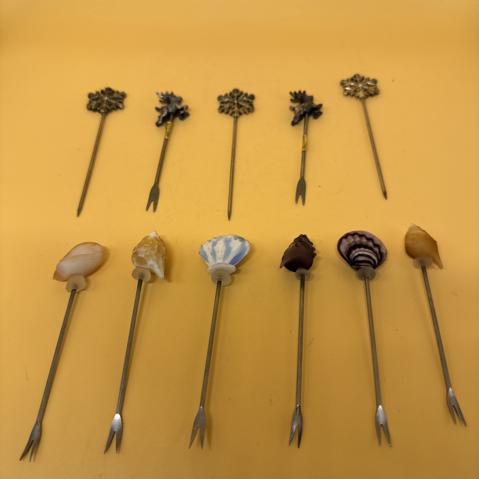 Shell, Snowflake, Reindeer Cocktail Skewers  Appetizer Picks Barware VTG