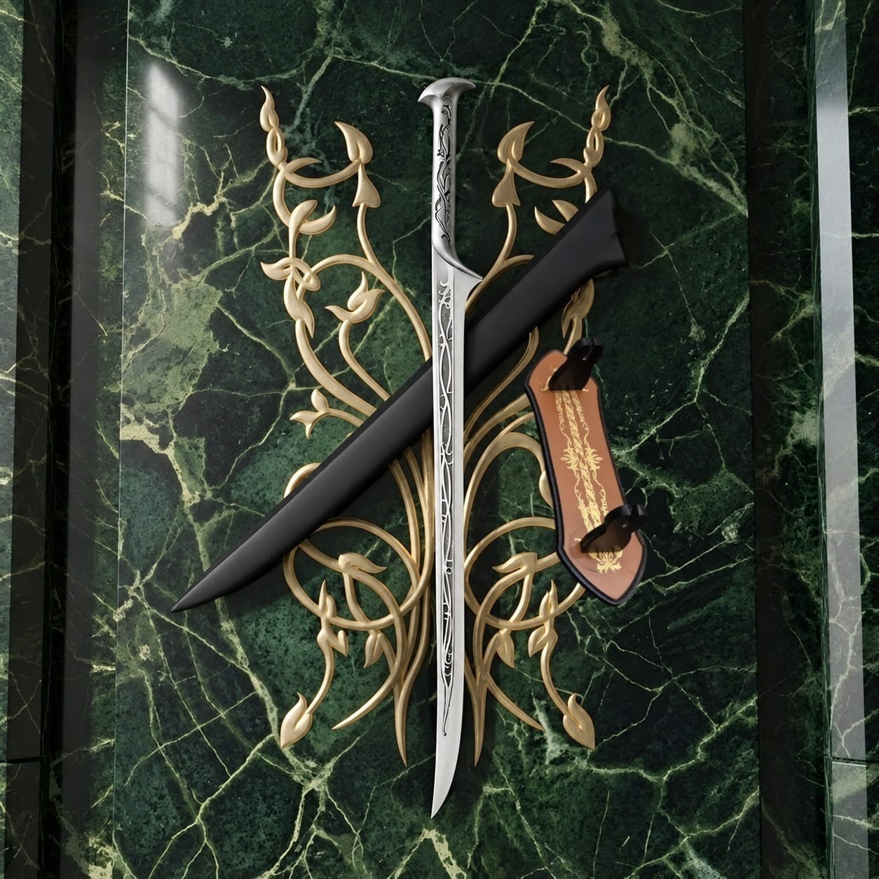 Thranduil's Sword from Lord of the Rings Elven Steel with Scabbbard Plaque Gift