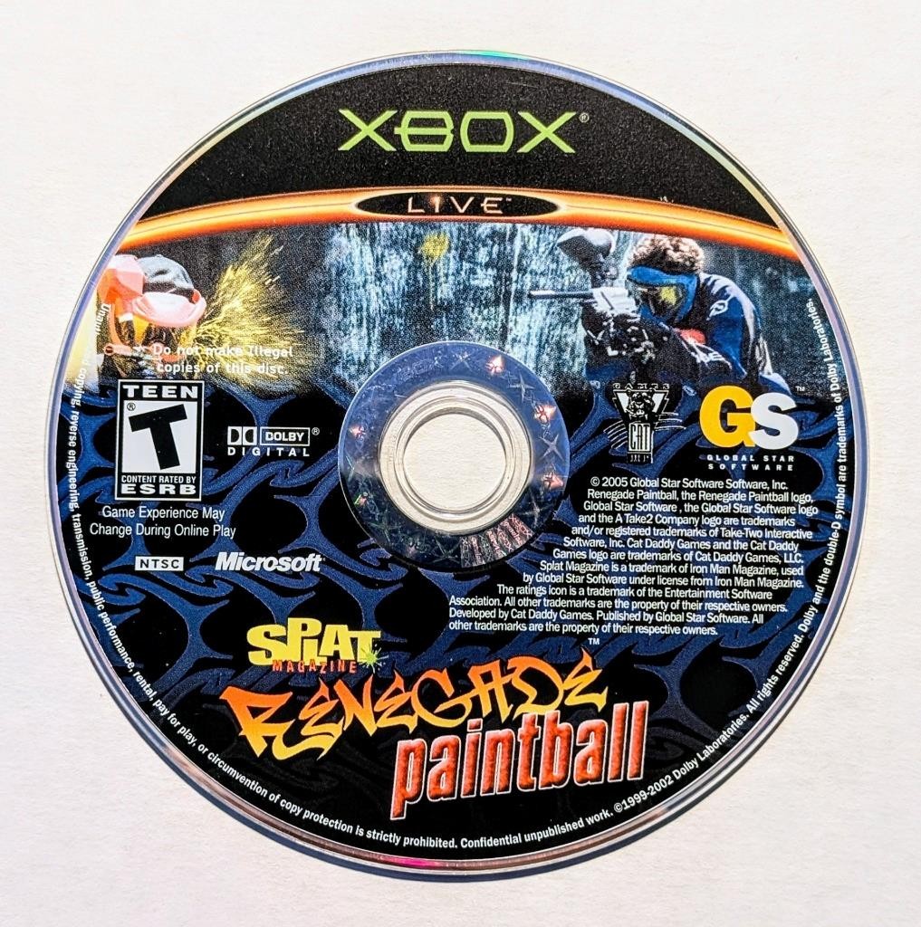 DISC ONLY- SPLAT MAGAZINE RENEGADE PAINTBALL MICROSOFT ORIGINAL XBOX GAME