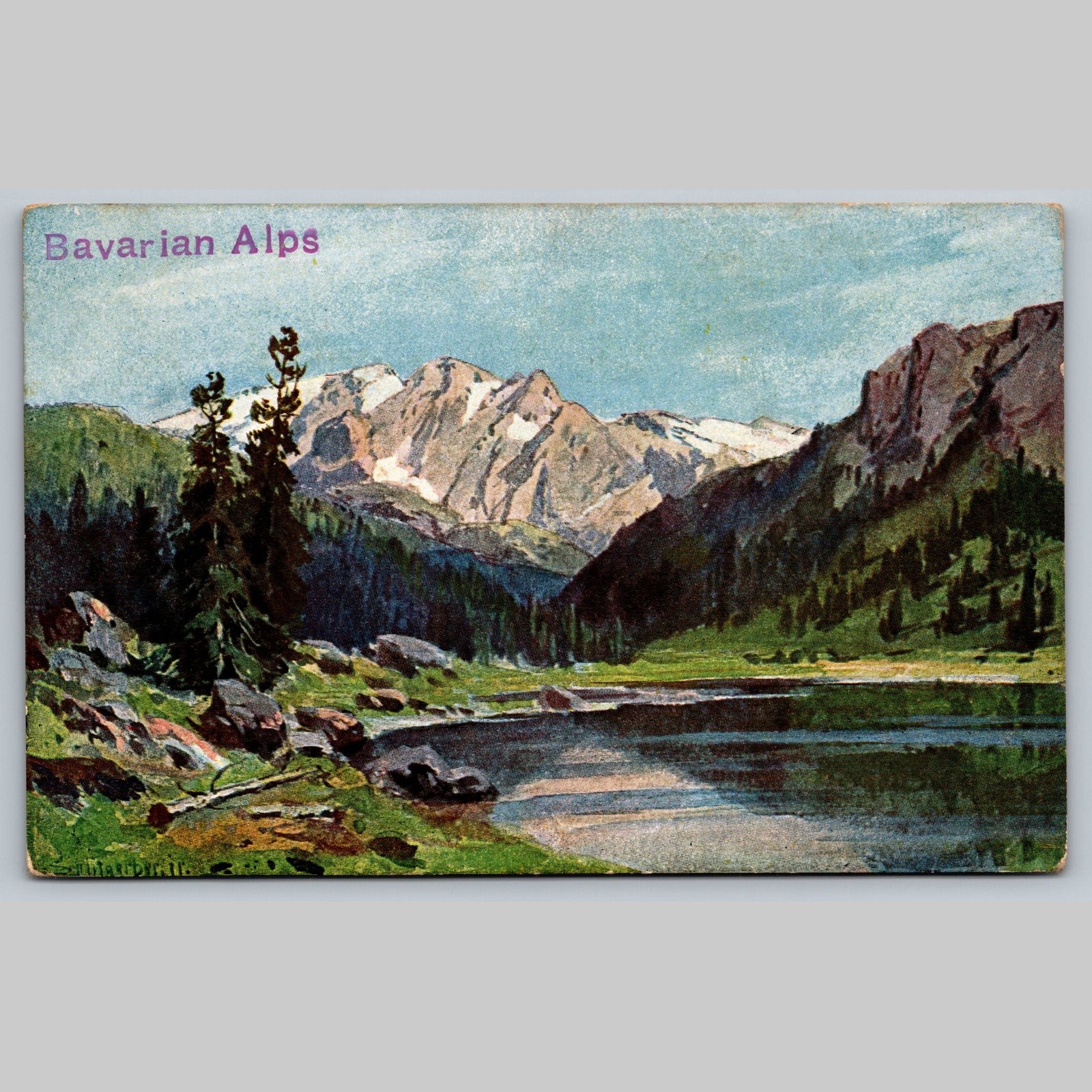 Postcard Bavarian Alps Scenic View Germany 1910