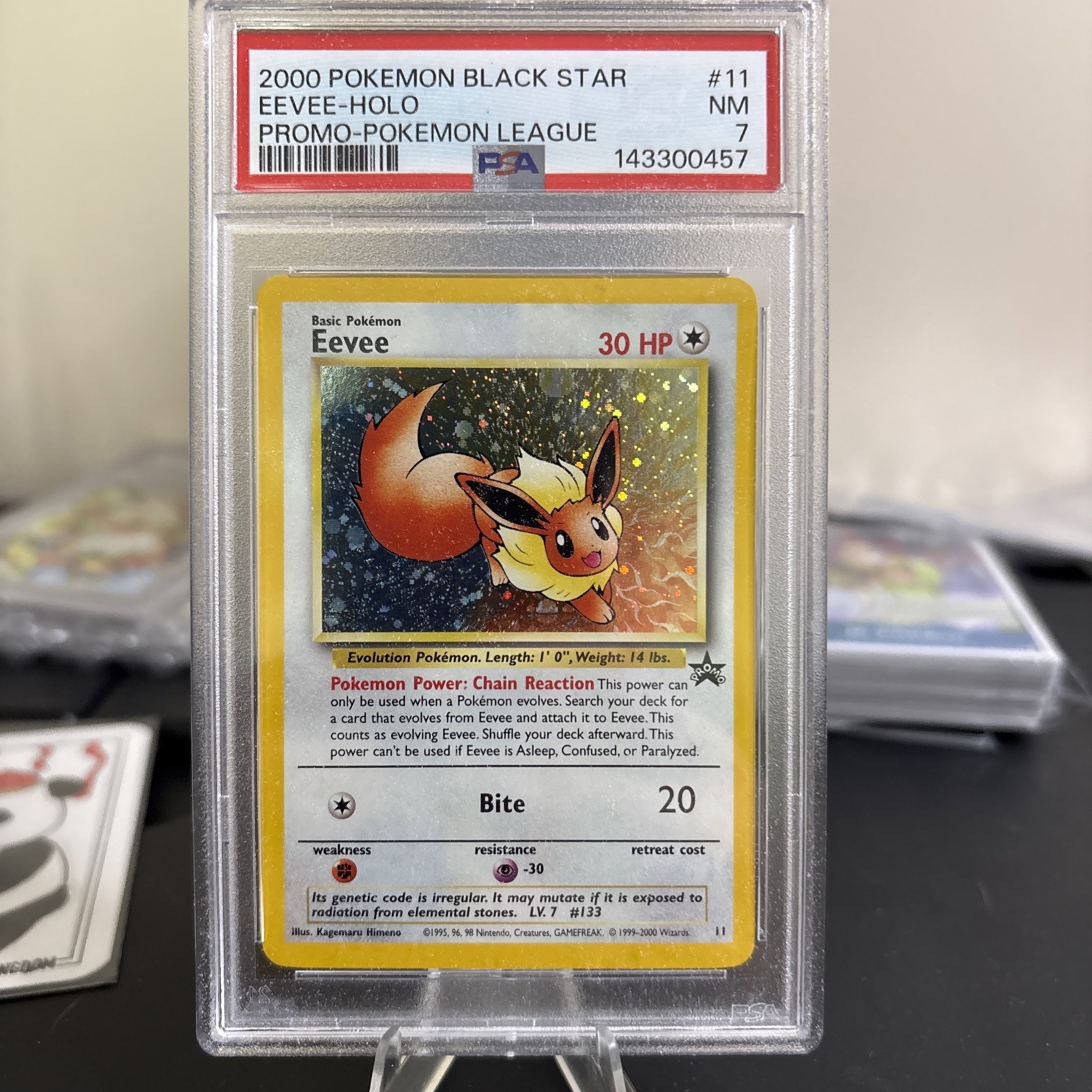 2000 Pokemon Eevee Holo Blackstar Promo PSA 7 # 11 Wizards of the Coast Promo