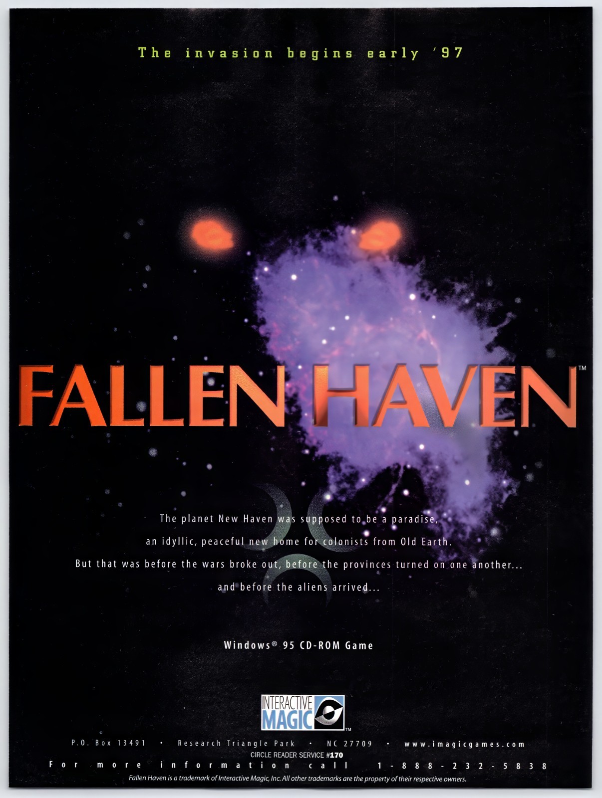 Fallen Haven - PC Strategy Video Game - Vintage Original 1997 Ad Promo 90s Art