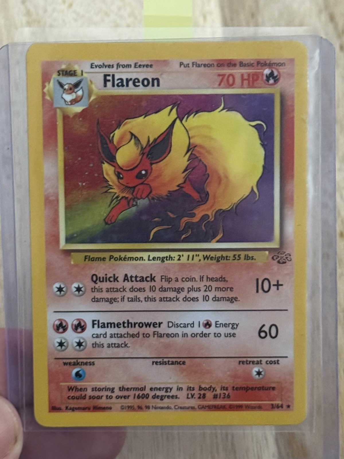 1999 Pokemon Flareon 19/64 Jungle Rare Holo WOTC Vintage