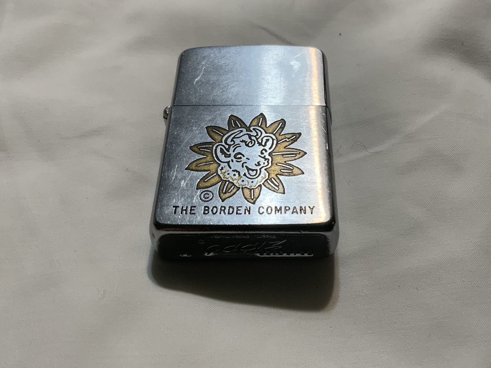 1963 Engraved Elsie Dairy Cow The Borden Company Brushed Chrome Zippo Lighter