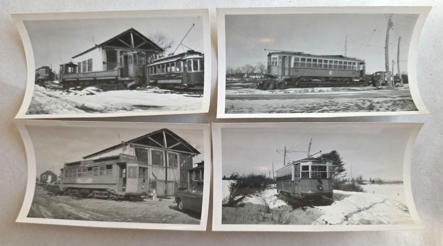 C. 1940s Boston MTA Elevated Railways Utility Cars Rail Yard Photo Lot Of 4