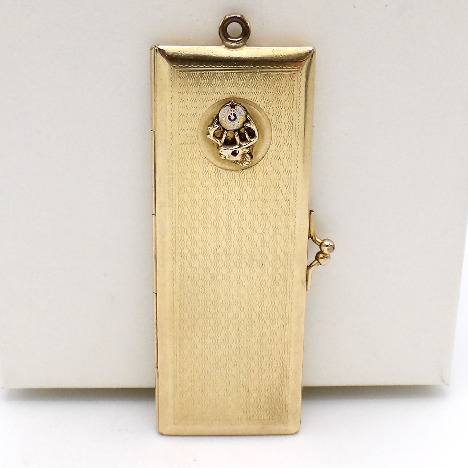 Antique Gold Shell BPOE Elks Club Membership Card Case Fob Locket H&F Bro
