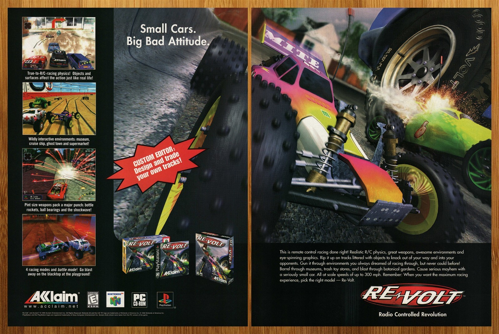 1999 Re-Volt Playstation 1 PS1 N64 PC Vintage Print Ad/Poster Official Promo Art