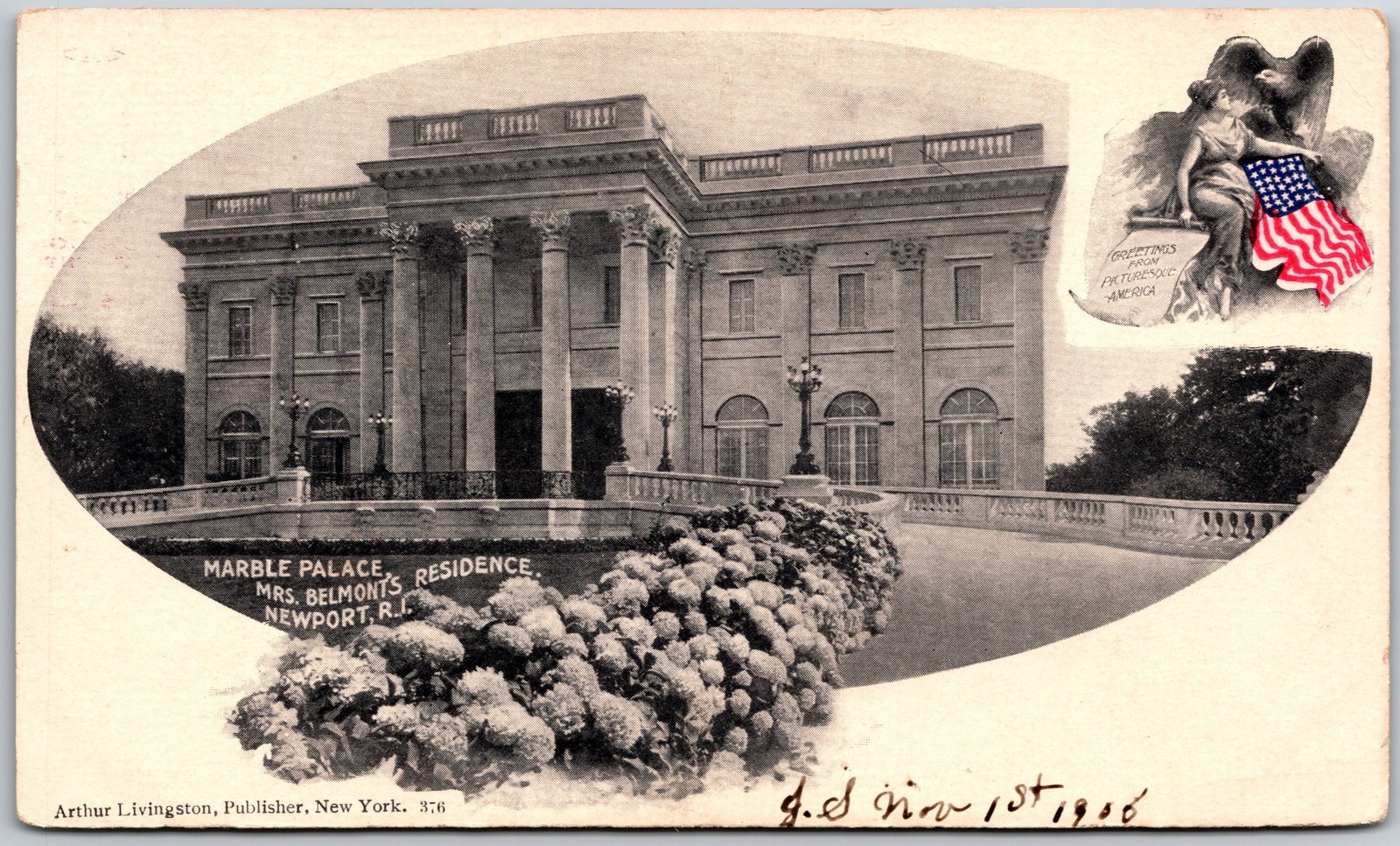 Newport Rhode Island RI, Marble Palace Mrs Belmonts Residence, Vintage Postcard