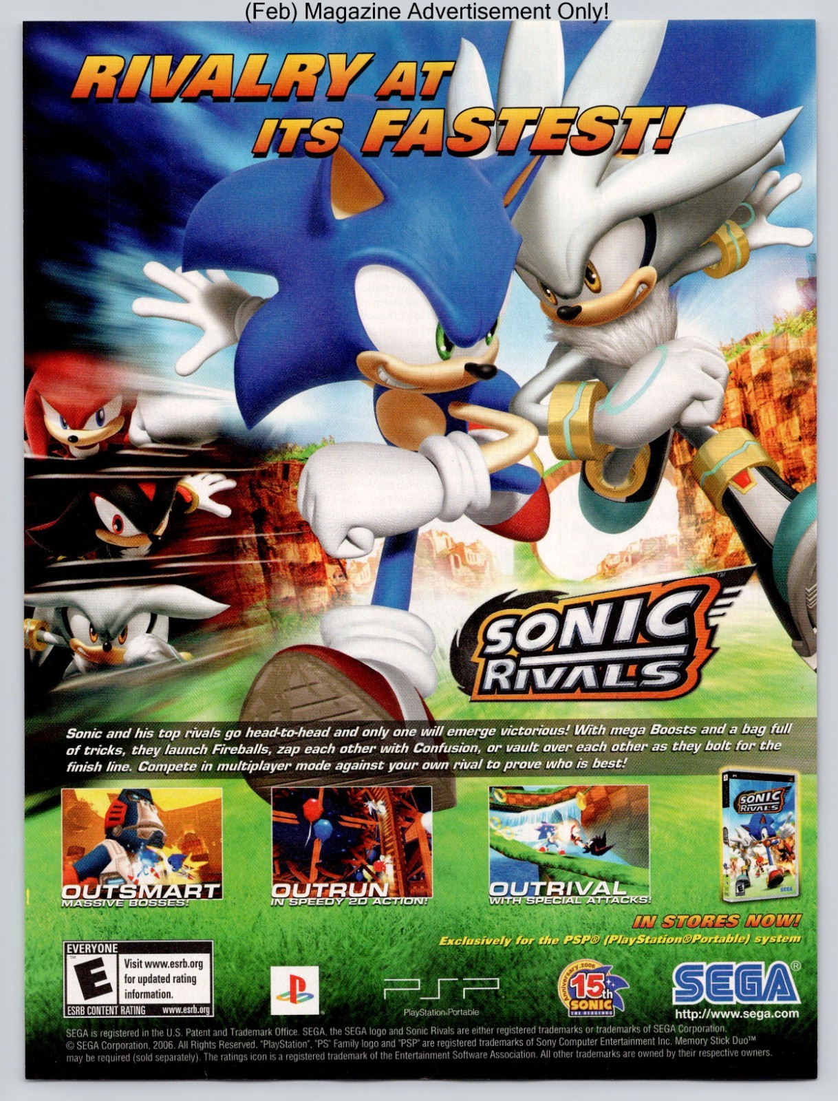 Sonic Rivals PSP Sega Shadow Silver Knuckles Speed Racing 2007 Advertisement