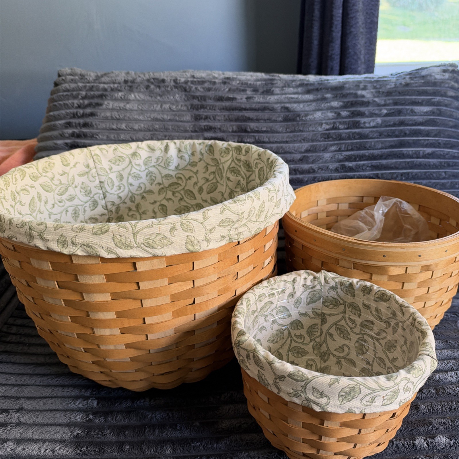  NICE Set of 3 LONGABERGER 16”, 11” & 8.5” Foliage Planter Baskets 